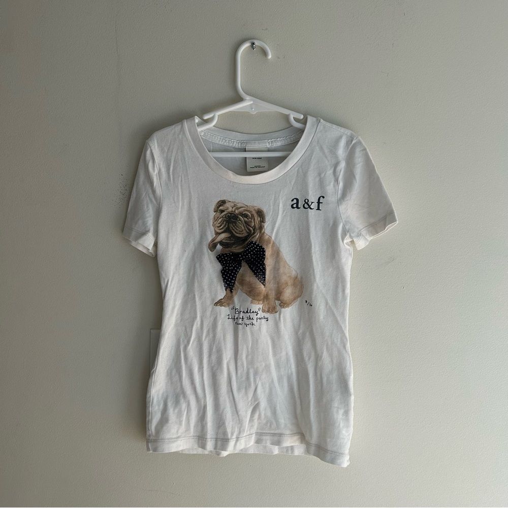 abercrombie kids Girls M White T Shirt with Dog Graphic and Bow